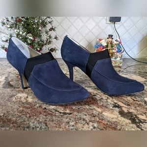 Anne Klein Suede Heeled Ankle Boots